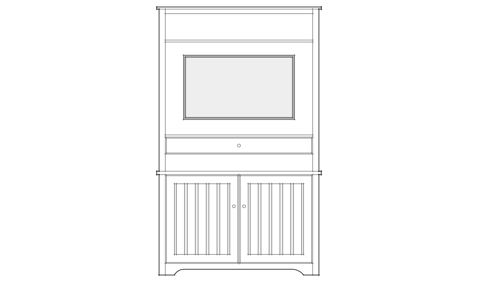Measured design drawing for the bespoke TV and radiator unit